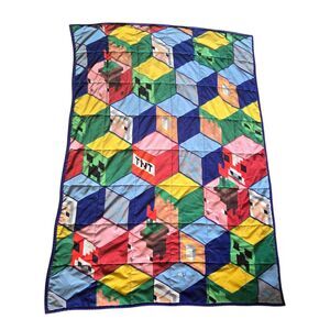 Minecraft 5 lb Weighted Blanket Kids Throw 48"x35" Creeper TNT Blue Reversible
